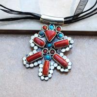 Cr 8807 pendentif collier corail turquoise achat vente bijou argent 925 4 