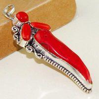 Cr 9699a pendentif ethnique berbere corail naturel bijou achat vente argent 925