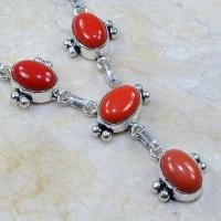 Crf 015c collier parure sautoir corail fantaisie argent 925 achat vente bijou