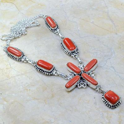 Crf 043a collier parure sautoir corail fantaisie argent 925 achat vente bijou