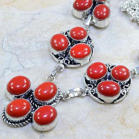 Crf 067c collier parure sautoir corail fantaisie argent 925 achat vente bijou