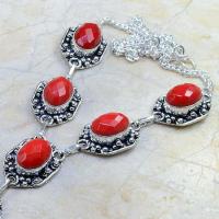 Crf 082b collier parure sautoir corail fantaisie argent 925 achat vente bijou