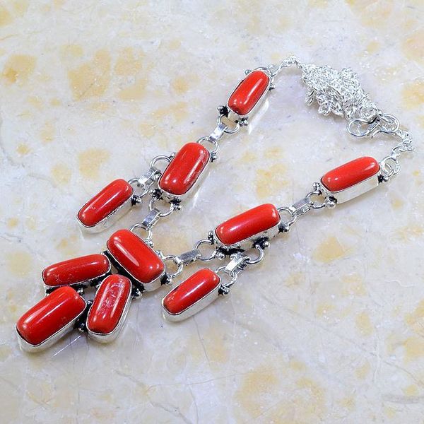 Crf 122d collier parure sautoir corail fantaisie argent 925 achat vente bijou