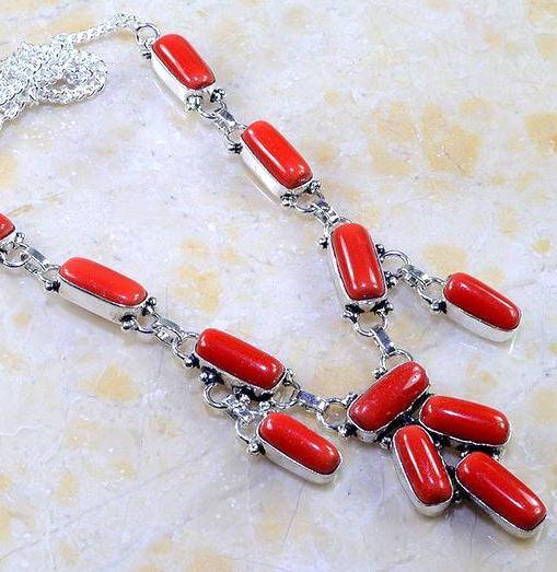 Crf 124c collier parure sautoir corail fantaisie argent 925 achat vente bijou