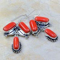 Crf 129a boucles pendants oreilles corail fantaisie argent 925 achat vente 2