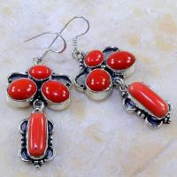 Crf 141a boucles pendants oreilles corail fantaisie argent 925 achat vente