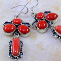 Crf 141c boucles pendants oreilles corail fantaisie argent 925 achat vente