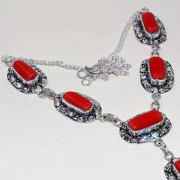 Crf 155b collier parure sautoir corail fantaisie argent 925 achat vente bijou