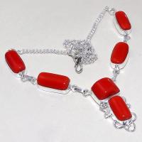 Crf 168a collier parure sautoir corail fantaisie argent 925 achat vente bijou