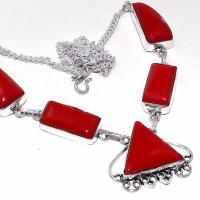 Crf 173c collier parure sautoir corail fantaisie argent 925 achat vente bijou