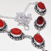 Crf 178b collier parure sautoir corail facette argent 925 achat vente bijou