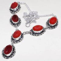 Crf 178d collier parure sautoir corail facette argent 925 achat vente bijou