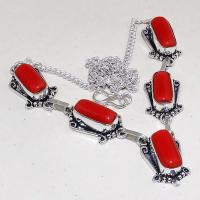 Crf 179a collier parure sautoir corail fantaisie argent 925 achat vente bijou