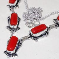 Crf 179b collier parure sautoir corail fantaisie argent 925 achat vente bijou