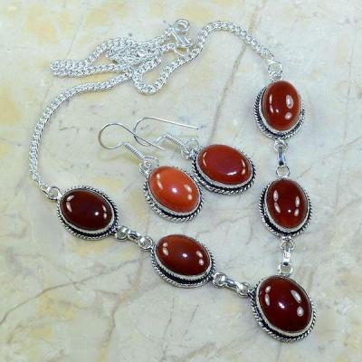 Crn 114a parure boucles oreilles collier sautoir cornaline carnelian achat vente bijoux argent 925