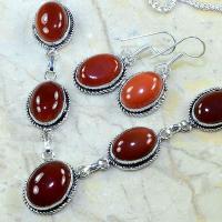 Crn 114b parure boucles oreilles collier sautoir cornaline carnelian achat vente bijoux argent 925