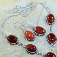 Crn 114c parure boucles oreilles collier sautoir cornaline carnelian achat vente bijoux argent 925