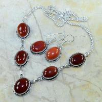 Crn 114d parure boucles oreilles collier sautoir cornaline carnelian achat vente bijoux argent 925