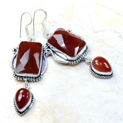 Crn 128b boucles oreilles pendants cornaline carnelian achat vente bijoux argent 925