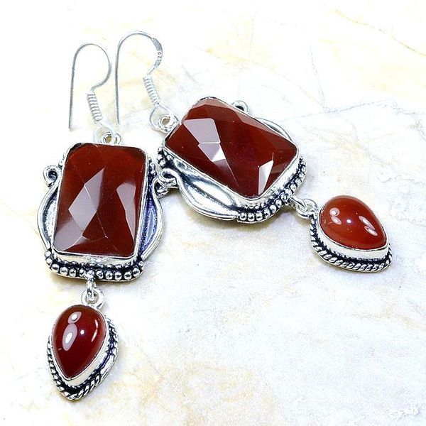 Crn 128a boucles oreilles pendants cornaline carnelian achat vente bijoux argent 925