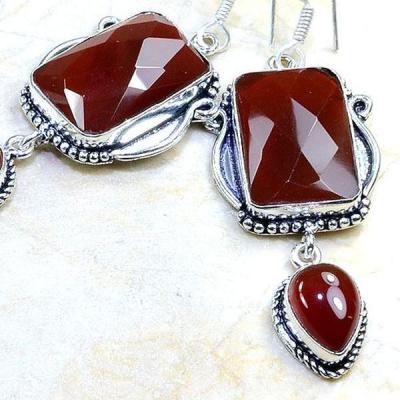 Crn 128b boucles oreilles pendants cornaline carnelian achat vente bijoux argent 925