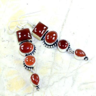 Crn 132b boucles oreilles pendants cornaline carnelian achat vente bijoux argent 925