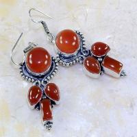 Crn 135b boucles oreilles pendants cornaline carnelian achat vente bijoux argent 925