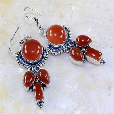 Crn 135c boucles oreilles pendants cornaline carnelian achat vente bijoux argent 925