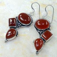 Crn 138b boucles oreilles pendants cornaline carnelian achat vente bijoux argent 925