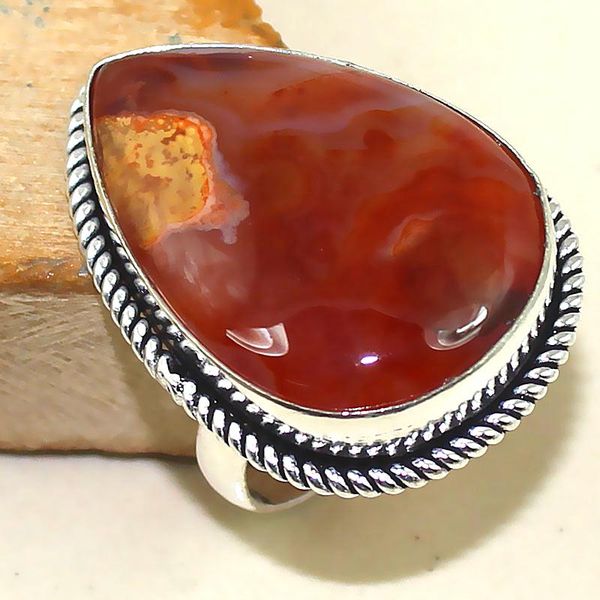 Crn 146b bague anneau t60 cornaline carnelian achat vente bijou pierre taillee lithitherapie