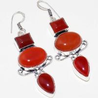 Crn 156c boucles oreilles pendants cornaline carnelian achat vente bijoux argent 925