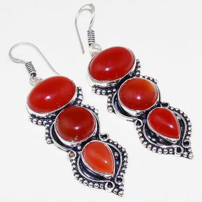 Crn 157a boucles oreilles pendants cornaline carnelian achat vente bijoux argent 925