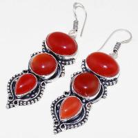 Crn 157b boucles oreilles pendants cornaline carnelian achat vente bijoux argent 925