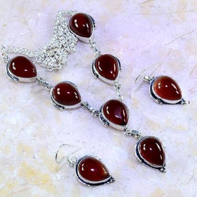 Crn 192a parure collier boucles cornaline carnelian achat vente bijoux argent 925