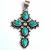 Croix chetienne chaine turquoise 25x30mm bijou argent 925 