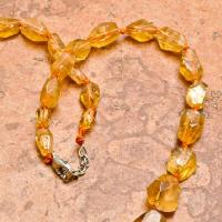 Ct 0014b collier parure sautoir perles de citrine dorees achat vente argent 925