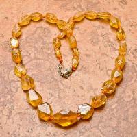 Ct 0014c collier parure sautoir perles de citrine dorees achat vente argent 925