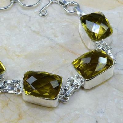 CT-0052 - Joli BRACELET 20 cm en argent 925 avec 5 CITRINES Lemon Citron - 185 carats - 37 gr