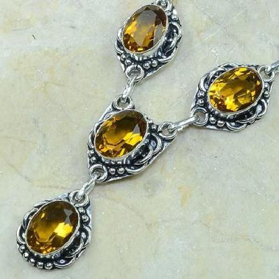 CT-0059 - Joli  COLLIER, PARURE, SAUTOIR avec 6 CITRINES dorées - 159 carats - 31,8 gr