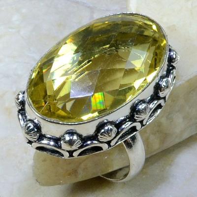 CT-0066 - Grosse et Superbe BAGUE T60 cabochon en CITRINE Lemon - 83,5 carats 16,7 gr