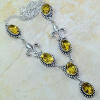 Ct 0067a collier medieval sautoir parure citrine fleur lys argent 925 achat vente bijou