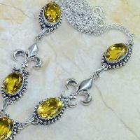 Ct 0067b collier medieval sautoir parure citrine fleur lys argent 925 achat vente bijou