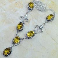 Ct 0067d collier medieval sautoir parure citrine fleur lys argent 925 achat vente bijou