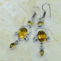 Ct 0073b boucles pendants oreilles citrine argent 925 achat vente bijoux