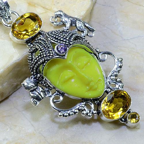 Ct 0081c pendentif pendant citrine doree bouddha jade argent 925 bijoux achat vente