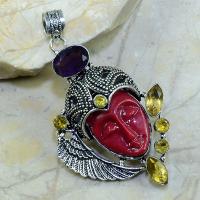 Ct 0089a pendentif pendant citrine lemon amethyste ade bouddha argent 925 bijoux achat vente