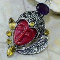 Ct 0089b pendentif pendant citrine lemon amethyste ade bouddha argent 925 bijoux achat vente