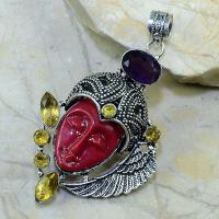 Ct 0089c pendentif pendant citrine lemon amethyste ade bouddha argent 925 bijoux achat vente