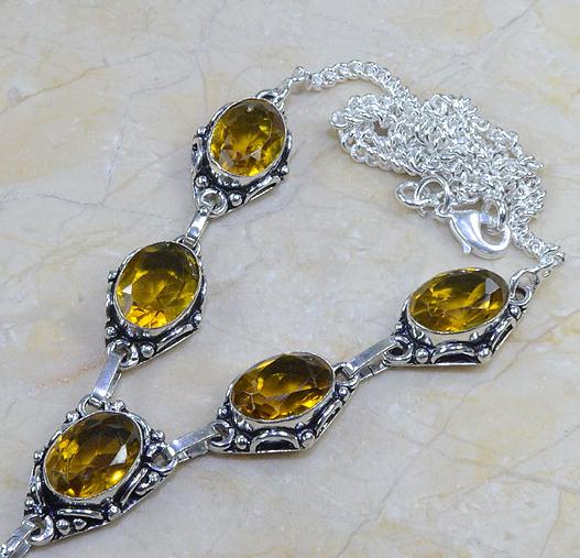 Ct 0090b collier sautoir parure citrine lemon citron argent 925 achat vente bijou