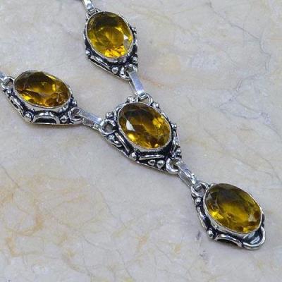 CT-0090 - Joli  COLLIER, PARURE, SAUTOIR avec 6 CITRINES dorées - 140carats - 28 gr